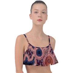 Authentic Aboriginal Art - Pathways Frill Bikini Top by hogartharts