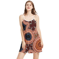 Authentic Aboriginal Art - Pathways Summer Frill Dress by hogartharts