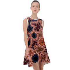 Authentic Aboriginal Art - Pathways Frill Swing Dress by hogartharts