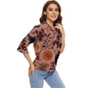 Authentic Aboriginal Art - Pathways Women s Quarter Sleeve Pocket Shirt View2