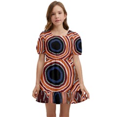 Authentic Aboriginal Art - Pathways Kids  Short Sleeve Dolly Dress by hogartharts