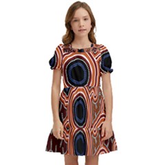 Authentic Aboriginal Art - Pathways Kids  Puff Sleeved Dress by hogartharts