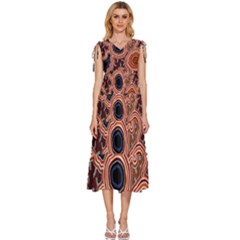 Authentic Aboriginal Art - Pathways V-neck Drawstring Shoulder Sleeveless Maxi Dress by hogartharts