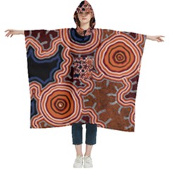 Authentic Aboriginal Art - Pathways Women s Hooded Rain Ponchos by hogartharts