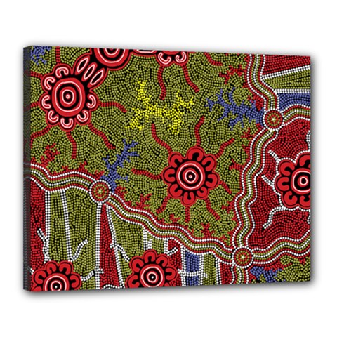 Authentic Aboriginal Art - Connections Canvas 20  X 16  (stretched) by hogartharts