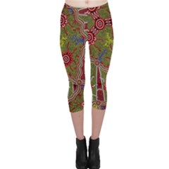 Authentic Aboriginal Art - Connections Capri Leggings  by hogartharts