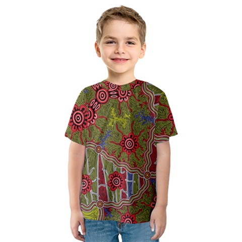 Authentic Aboriginal Art - Connections Kids  Sport Mesh T-shirt by hogartharts