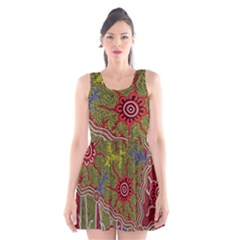 Authentic Aboriginal Art - Connections Scoop Neck Skater Dress by hogartharts