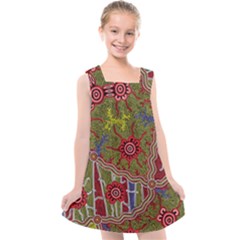 Authentic Aboriginal Art - Connections Kids  Cross Back Dress by hogartharts