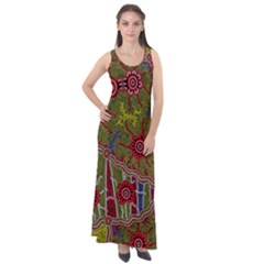 Authentic Aboriginal Art - Connections Sleeveless Velour Maxi Dress by hogartharts