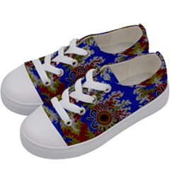 Authentic Aboriginal Art - Waterholes (corella) Kids  Low Top Canvas Sneakers by hogartharts