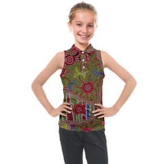 Authentic Aboriginal Art - Connections Kids  Sleeveless Polo T-shirt