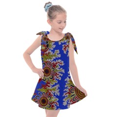 Authentic Aboriginal Art - Waterholes (corella) Kids  Tie Up Tunic Dress by hogartharts