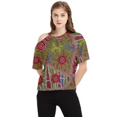 Authentic Aboriginal Art - Connections One Shoulder Cut Out T-shirt by hogartharts