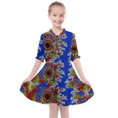 Authentic Aboriginal Art - Waterholes (corella) Kids  All Frills Chiffon Dress by hogartharts