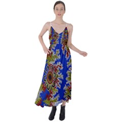 Authentic Aboriginal Art - Waterholes (corella) Tie Back Maxi Dress