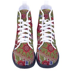 Authentic Aboriginal Art - Connections Kid s High-top Canvas Sneakers by hogartharts