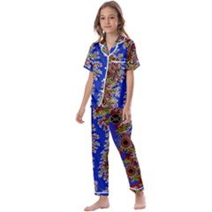 Authentic Aboriginal Art - Waterholes (corella) Kids  Satin Short Sleeve Pajamas Set by hogartharts