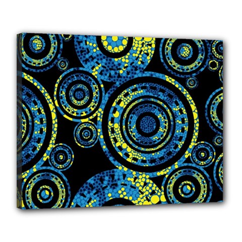 Authentic Aboriginal Art - Circles (paisley Art) Canvas 20  X 16  (stretched) by hogartharts