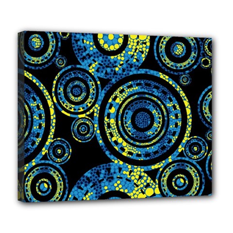 Authentic Aboriginal Art - Circles (paisley Art) Deluxe Canvas 24  X 20  (stretched) by hogartharts