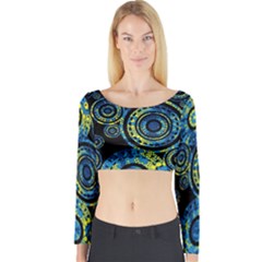 Authentic Aboriginal Art - Circles (paisley Art) Long Sleeve Crop Top by hogartharts