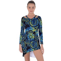 Authentic Aboriginal Art - Circles (paisley Art) Asymmetric Cut-out Shift Dress by hogartharts