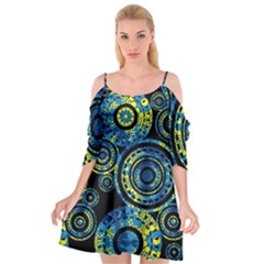 Authentic Aboriginal Art - Circles (paisley Art) Cutout Spaghetti Strap Chiffon Dress by hogartharts