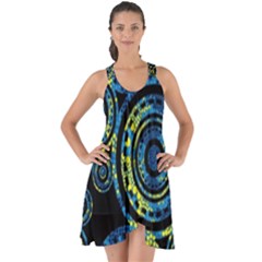 Authentic Aboriginal Art - Circles (paisley Art) Show Some Back Chiffon Dress by hogartharts