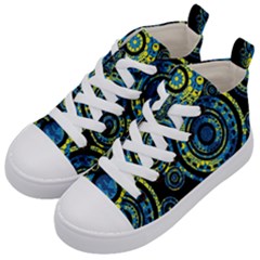 Authentic Aboriginal Art - Circles (paisley Art) Kids  Mid-top Canvas Sneakers by hogartharts