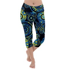 Authentic Aboriginal Art - Circles (paisley Art) Lightweight Velour Capri Yoga Leggings by hogartharts