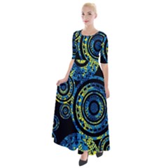 Authentic Aboriginal Art - Circles (paisley Art) Half Sleeves Maxi Dress by hogartharts