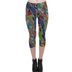 Authentic Aboriginal Art - Walking The Land Capri Leggings  by hogartharts