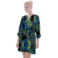 Authentic Aboriginal Art - Circles (paisley Art) Open Neck Shift Dress by hogartharts