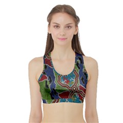 Authentic Aboriginal Art - Walking The Land Sports Bra With Border by hogartharts