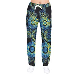 Authentic Aboriginal Art - Circles (paisley Art) Women Velvet Drawstring Pants by hogartharts