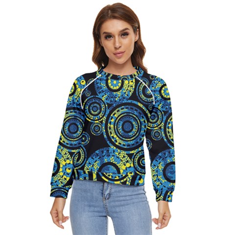 Authentic Aboriginal Art - Circles (paisley Art) Women s Long Sleeve Raglan T-shirt by hogartharts