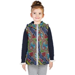 Authentic Aboriginal Art - Walking The Land Kids  Hooded Puffer Vest by hogartharts