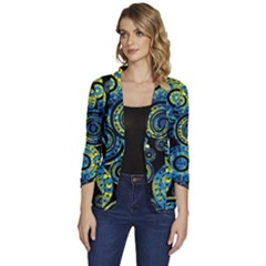 Authentic Aboriginal Art - Circles (paisley Art) Women s One-button 3/4 Sleeve Short Jacket by hogartharts