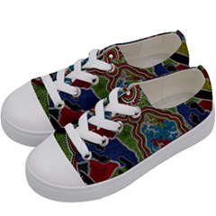 Authentic Aboriginal Art - Walking The Land Kids  Low Top Canvas Sneakers by hogartharts