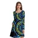 Authentic Aboriginal Art - Circles (Paisley Art) Long Sleeve Knee Length Skater Dress With Pockets View1