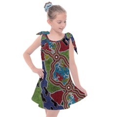 Authentic Aboriginal Art - Walking The Land Kids  Tie Up Tunic Dress by hogartharts