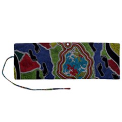 Authentic Aboriginal Art - Walking The Land Roll Up Canvas Pencil Holder (m) by hogartharts