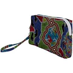 Authentic Aboriginal Art - Walking The Land Wristlet Pouch Bag (small) by hogartharts