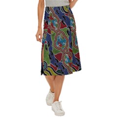 Authentic Aboriginal Art - Walking The Land Midi Panel Skirt by hogartharts