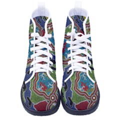 Authentic Aboriginal Art - Walking The Land Kid s High-top Canvas Sneakers by hogartharts