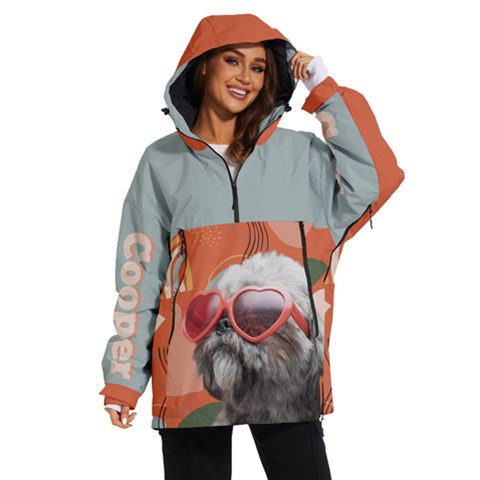 Adorable-dog-with-abstract-colorful-graphic-background Women s Ski And Snowboard Waterproof Breathable Jacket