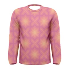 Fuzzy Peach Aurora Pink Stars Men s Long Sleeve T-shirt by PatternSalad