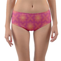 Fuzzy Peach Aurora Pink Stars Reversible Mid-waist Bikini Bottoms