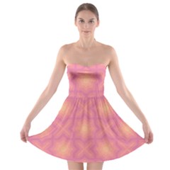 Fuzzy Peach Aurora Pink Stars Strapless Bra Top Dress by PatternSalad