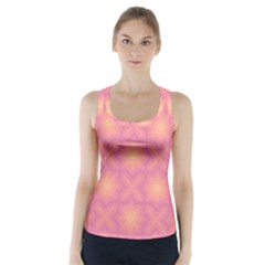 Fuzzy Peach Aurora Pink Stars Racer Back Sports Top